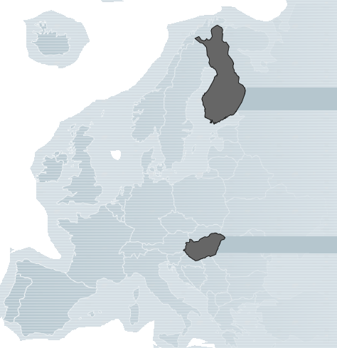 Karte Europas mit Finnland und Ungarn
